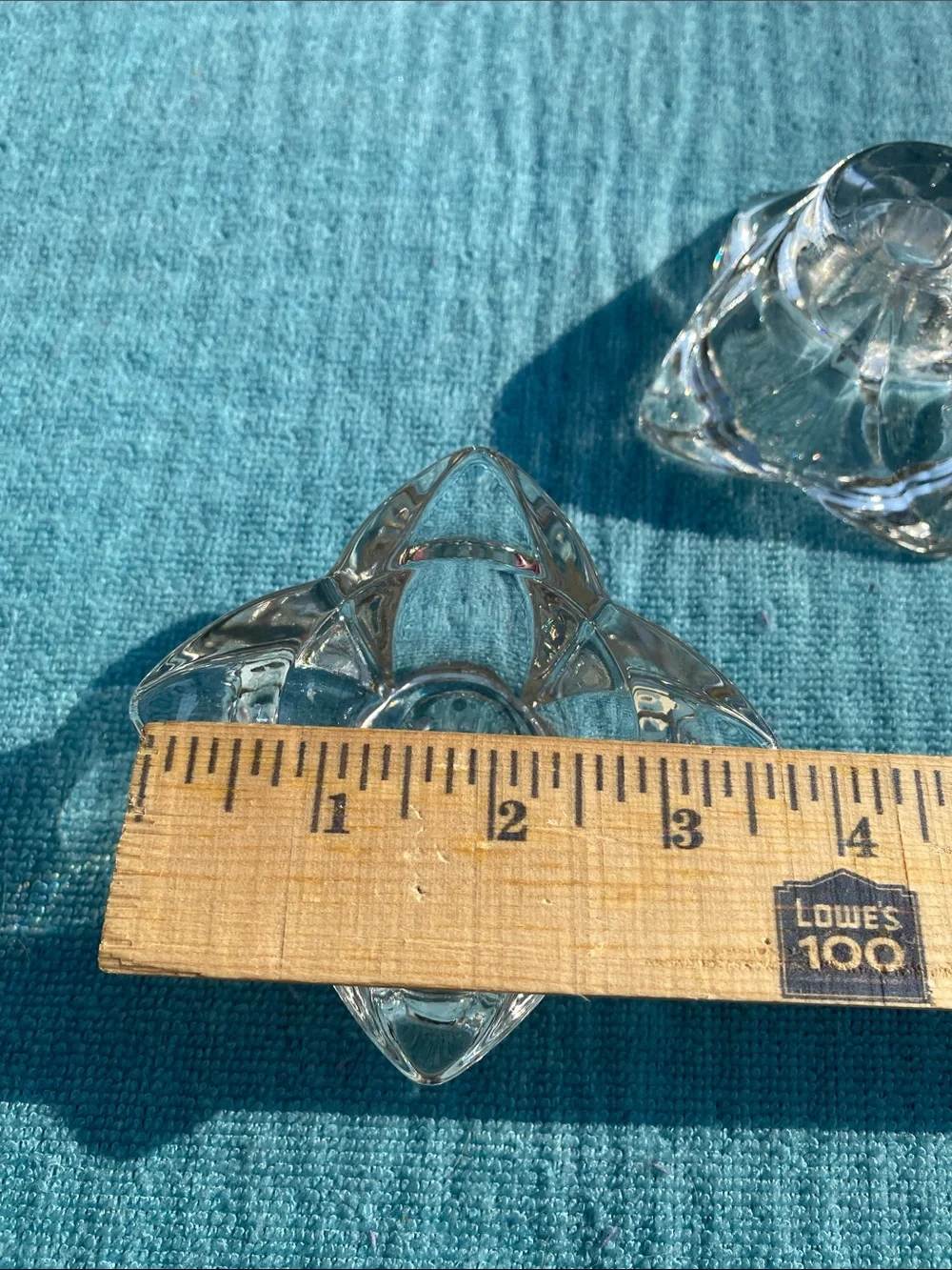Vintage Heavy Clear Crystal Candle Holders Four-Sided Blooming Petals- Set of 2